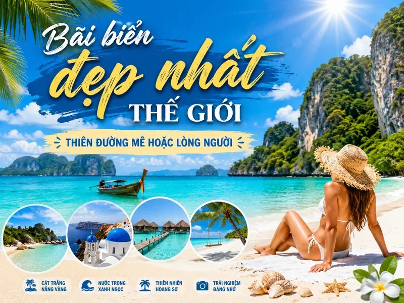 Bãi biển đẹp nhất thế giới thường được đánh giá dựa trên màu nước, chất lượng bãi cát, cảnh quan, mức độ nguyên sơ và trải nghiệm thực tế.