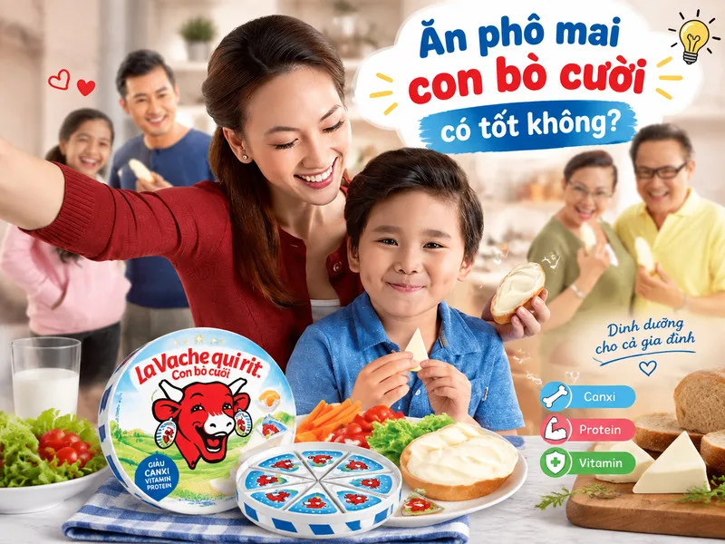 Ăn phô mai con bò cười có tốt không phụ thuộc vào giá trị dinh dưỡng, khẩu phần và cách kết hợp trong bữa ăn.