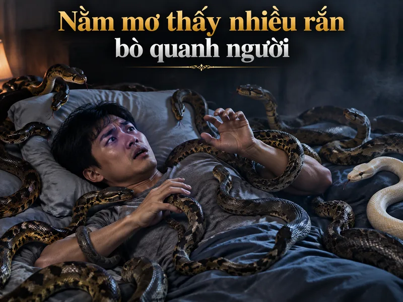 Hình ảnh nhiều con rắn xuất hiện xung quanh có thể phản ánh cảm giác áp lực hoặc bị nhiều vấn đề bao quanh.